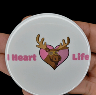 I Heart Moose Life Button (Pink)